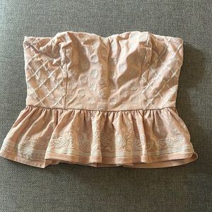 Express pale pink peplum tube top size M with white detail